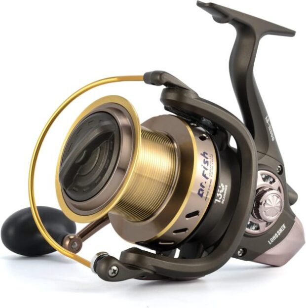 Dr.Fish Long Shot Spinning Reel, Saltwater Fishing Reel 10000/12000 Surf Fishing Reel, 13+1 BBS, 48LB Max Drag, Ultra High Capacity, Heavy Duty Long Cast Offshore Trolling Reel Surf Casting