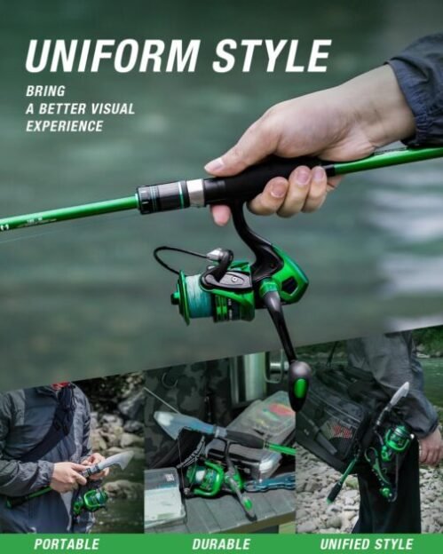 Ghosthorn Fishing Rod and Reel Combo, Graphite Telescoping Fishing Pole Collapsible Portable Travel Kit with Carrier Bag for Freshwater Fishing Gift for Men Women