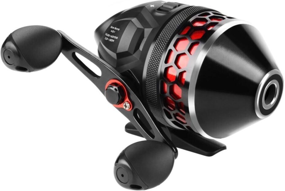 KastKing Brutus Spincast Fishing Reel,Easy to Use Push Button Casting Design,High Speed 4.0:1 Gear Ratio,5 MaxiDur Ball Bearings, Reversible Handle for Left/Right Retrieve, Includes Monofilament Line.