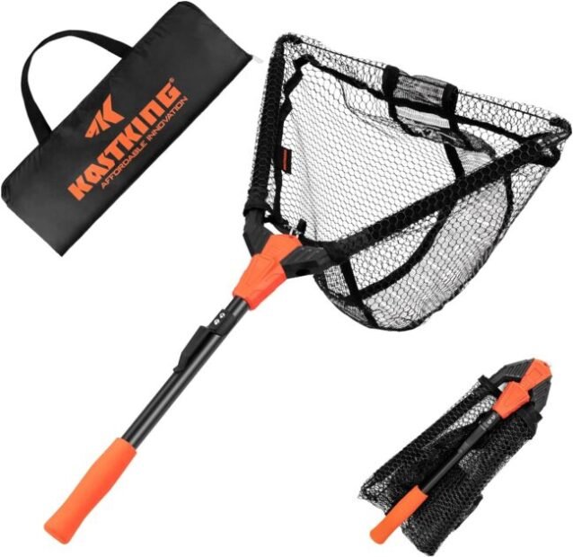 KastKing Pontus Fishing Net Fish Landing Net, Foldable  Lightweight Freshwater Fishing Landing Net with Built in Length Scale, Aluminum Handle, Fish-friendly Mesh for a Safe Release, Fishing Gifts for Men