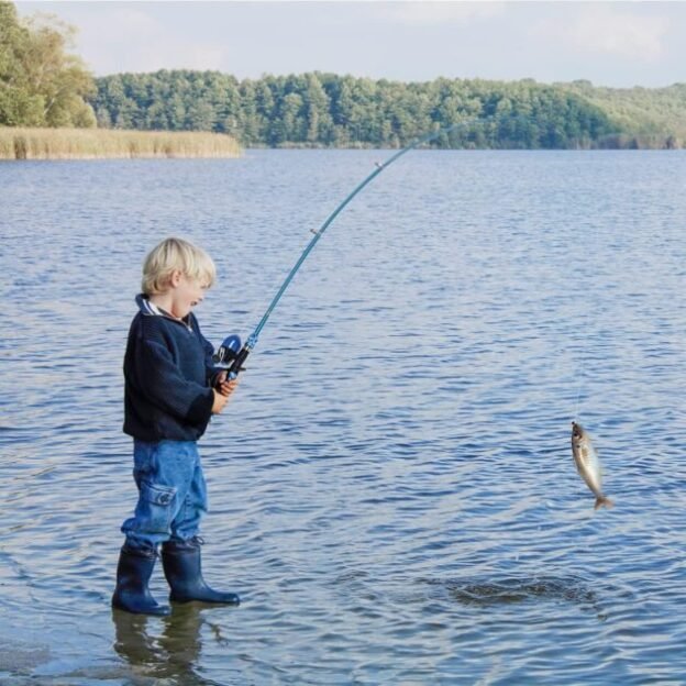 LEOFISHING Portable Kids Fishing Rod Set 2Pack Telescopic Fishing Poles for Boys and Girls Fishing Rod and Reel Combos with Full Kits Fishing Net and Bucket for Toddler Youth