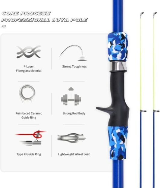 LEOFISHING Portable Kids Fishing Rod Set 2Pack Telescopic Fishing Poles for Boys and Girls Fishing Rod and Reel Combos with Full Kits Fishing Net and Bucket for Toddler Youth