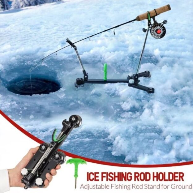 QualyQualy Ice Fishing Rod and Reel Combo, Ice Fishing Combo Complete Set Ice Fishing Kit with Ice Fishing Rod Holder Ice Fishing Jig Line