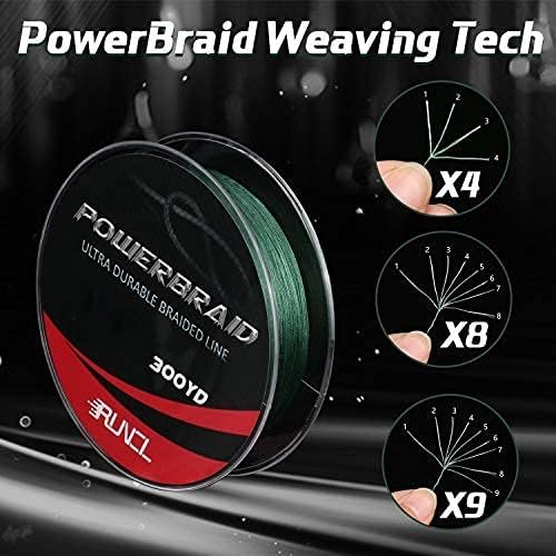 RUNCL PowerBraid Fishing Line 4/8/9 Strands, Braided Fishing Line 300/500/1000Yds - Seamless Weaving Tech, Enhanced Coating Tech, Zero Stretch, High Sensitivity, Smaller Diameter - Braid Line 15-115LB¡­