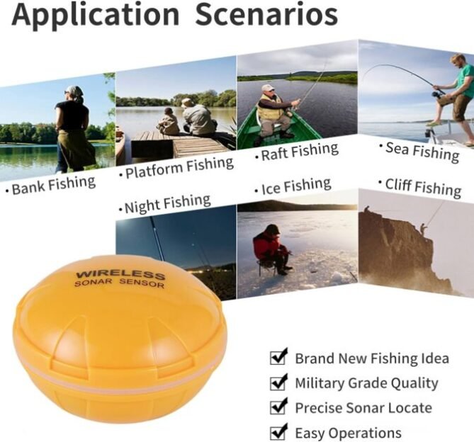 Smart Fish Finder, Fish Depth Finder Sonar Sensor Transducer for Boat Fishing  Sea Fishing