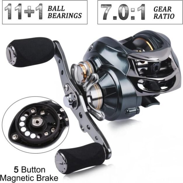 Sougayilang Baitcaster Combo Fishing Rod and Reel Combo, Ultra Light Baitcasting Fishing Reel for Travel Saltwater Freshwater and Beginner 6ft/7ft