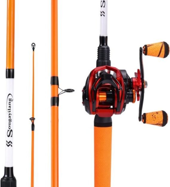 Sougayilang Fishing Rod and Reel Combo, Medium Fishing Pole with Casting Reel, Baitcaster Combo, SuperPolymer Handle