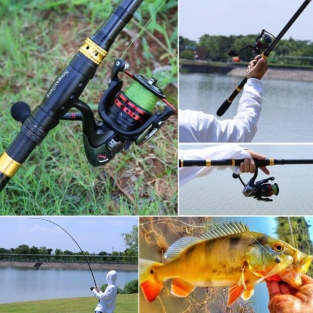 Sougayilang Fishing Rod Combos with Telescopic Fishing Pole Spinning Reels Fishing Carrier Bag for Travel Saltwater Freshwater Fishing