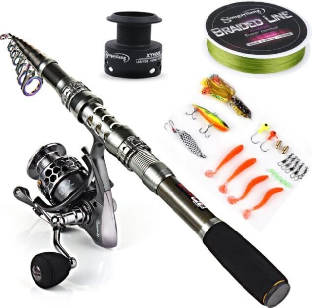 Sougayilang Spinning Fishing Rod and Reel Combos Portable Telescopic Fishing Pole Spinning reels for Travel Saltwater Freshwater Fishing