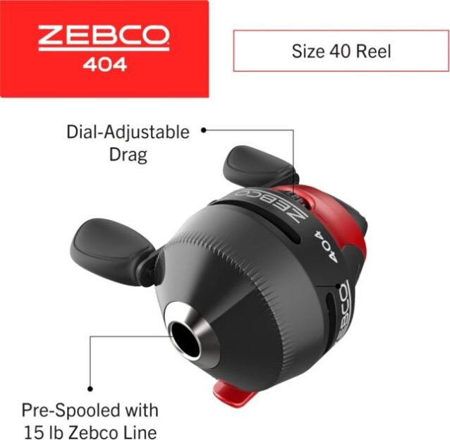 Zebco 404 Spincast Reel and 2-Piece Fishing Rod Combo, Durable Fiberglass Rod with EVA Handle, QuickSet Anti-Reverse Reel with Built-In Bite Alert, Pre-Spooled