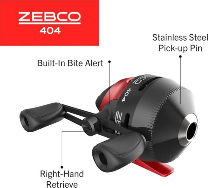 Zebco 404 Spincast Reel and 2-Piece Fishing Rod Combo, Durable Fiberglass Rod with EVA Handle, QuickSet Anti-Reverse Reel with Built-In Bite Alert, Pre-Spooled