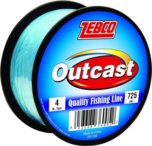 Zebco Outcast Monofilament Fishing Line, Low Memory and Stretch with High Tensile Strength