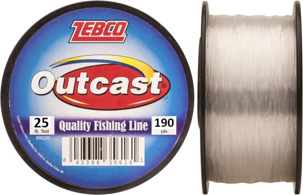 Zebco Outcast Monofilament Fishing Line, Low Memory and Stretch with High Tensile Strength